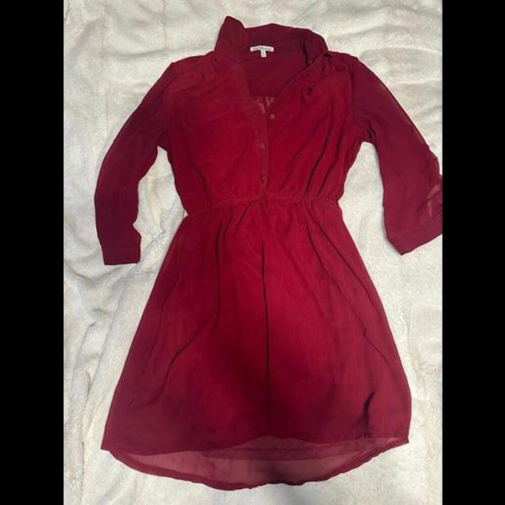 Charlotte Russe Red Button-Up Fit & Flare Dress - Size Small